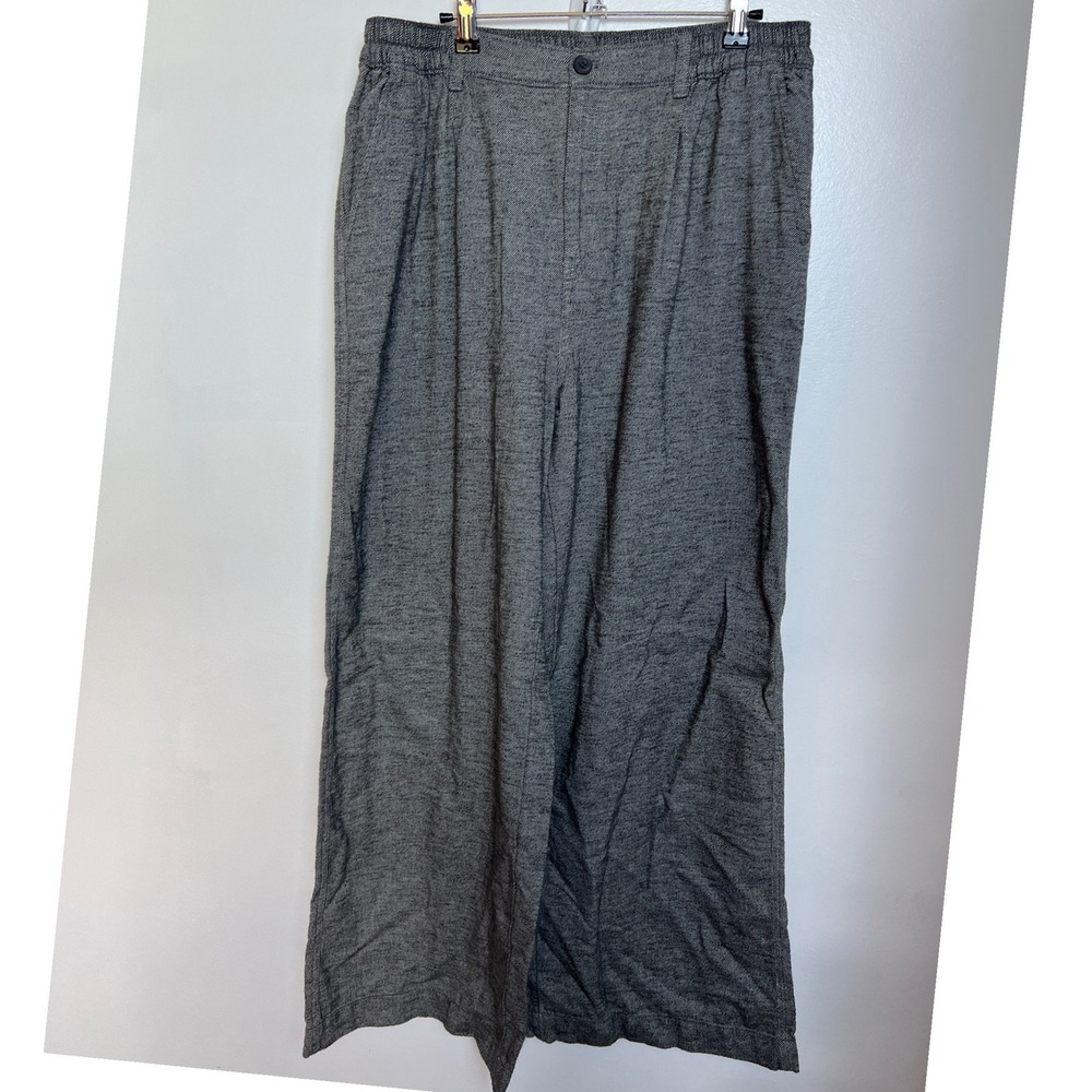 Aerie Grey Wide Leg High Waist Cotton Trousers Relaxed Fit Pants‎ L Office Comfy